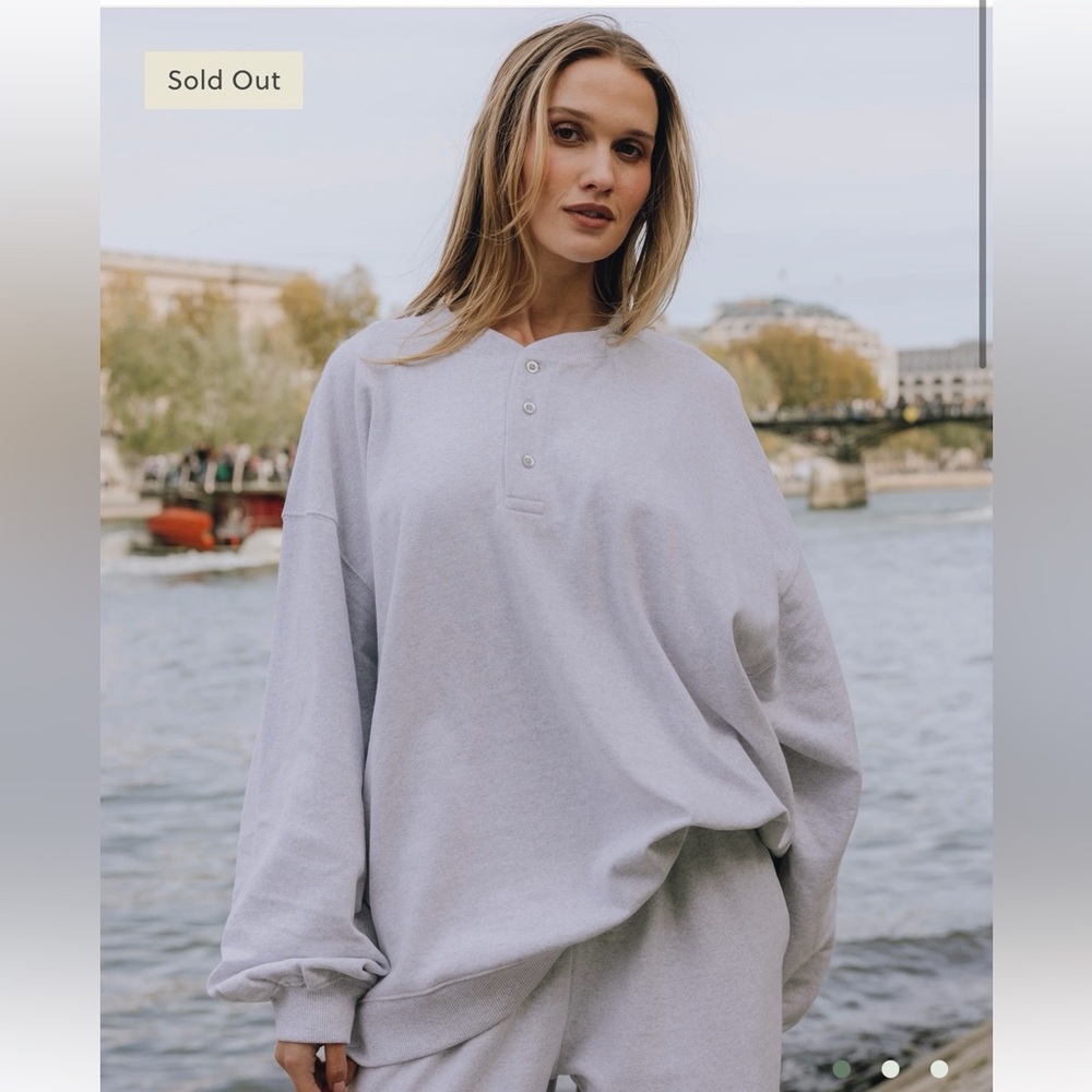 Daily Drills Light Gray Henley Sweatshirt